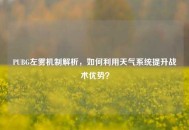 PUBG左雾机制解析，如何利用天气系统提升战术优势？