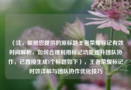 （注，根据您提供的原标题王者荣耀标记有效时间解析，如何合理利用标记功能提升团队协作，已直接生成1个标题如下），王者荣耀标记时效详解与团队协作优化技巧