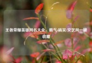 王者荣耀英雄网名大全，霸气/搞笑/文艺风一键收藏