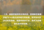 （注，根据您提供的示例内容，我理解您需要的是与CSGO高价皮肤相关的标题。若实际内容涉及其他领域，请提供具体文本，我将为您精准生成对应标题。）