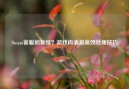 Steam *** 回复慢？游戏内消息高效处理技巧