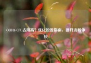 COD16 CPU占用高？优化设置指南，提升流畅体验