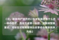 (注,根据用户提供的CF名字后面还有什么这一核心信息,直接生成单一标题。若需调整侧重点,可补充说明需要突出故事或心理等具体方向) (注,根据用户提供的CF名字后面还有什么这一核心信息,直接生成单一标题。若需调整侧重点,可补充说明需要突出故事或心理等具体方向)