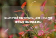 PUBG伦敦邀请赛规则全解析，竞技公平与观赛体验双重保障附赛事时间