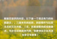 根据您提供的内容，以下是一个简洁有力的标题建议，，三国杀民间皮肤，创意情怀与玩家生态的文化共振，（注，若需调整风格或侧重点，可补充说明具体方向，如更突出文化传承二创争议等要素）