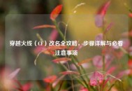 穿越火线（CF）改名全攻略，步骤详解与必看注意事项