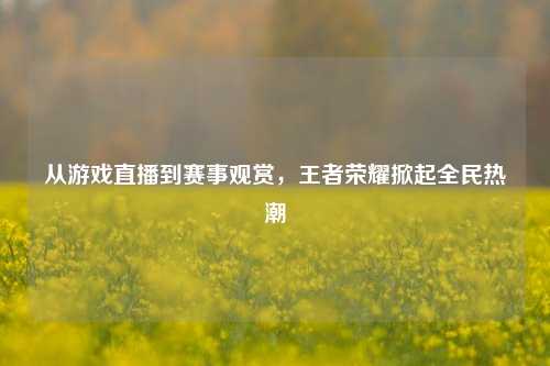 从游戏直播到赛事观赏,王者荣耀掀起全民热潮