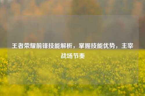 王者荣耀前锋技能解析,掌握技能优势,主宰战场节奏
