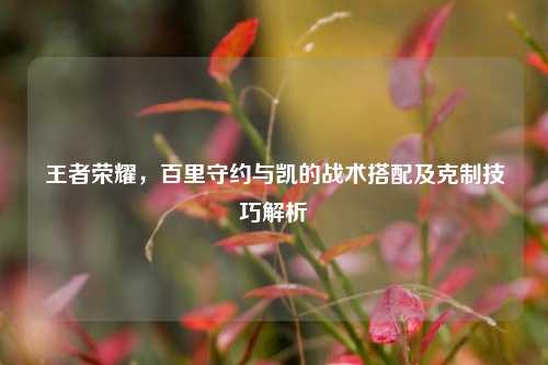 王者荣耀,百里守约与凯的战术搭配及克制技巧解析
