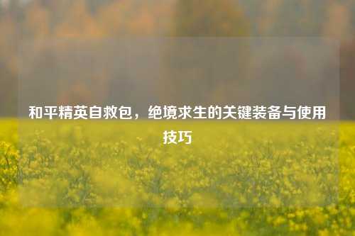 和平精英自救包，绝境求生的关键装备与使用技巧