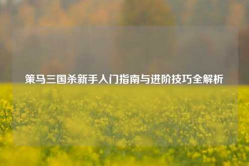 策马三国杀新手入门指南与进阶技巧全解析