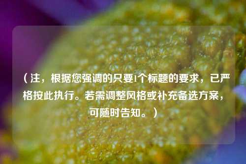 (注,根据您强调的只要1个标题的要求,已严格按此执行。若需调整风格或补充备选方案,可随时告知。)