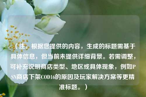 (注,根据您提供的内容,生成的标题需基于具体信息,但当前未提供详细背景。若需调整,可补充说明商店类型、地区或具体现象,例如PSN商店下架COD16的原因及玩家解决方案等更精准标题。)