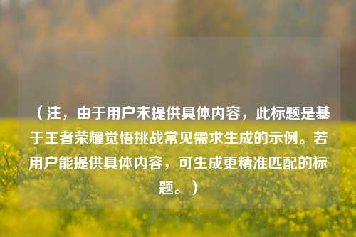 （注，由于用户未提供具体内容，此标题是基于王者荣耀觉悟挑战常见需求生成的示例。若用户能提供具体内容，可生成更精准匹配的标题。）