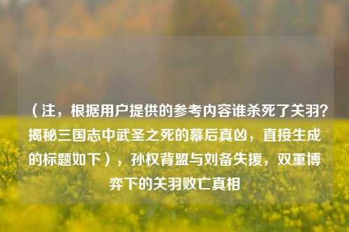 (注,根据用户提供的参考内容谁杀死了关羽?揭秘三国志中武圣之死的幕后真凶,直接生成的标题如下),孙权背盟与刘备失援,双重博弈下的关羽败亡真相