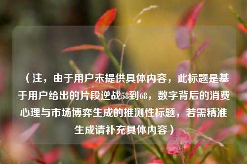（注，由于用户未提供具体内容，此标题是基于用户给出的片段逆战58到68，数字背后的消费心理与市场博弈生成的推测性标题，若需精准生成请补充具体内容）