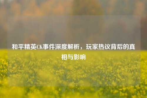 和平精英CK事件深度解析,玩家热议背后的真相与影响