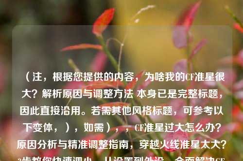 (注,根据您提供的内容,为啥我的CF准星很大?解析原因与调整方法 本身已是完整标题,因此直接沿用。若需其他风格标题,可参考以下变体,),如需),,CF准星过大怎么办?原因分析与精准调整指南,穿越火线准星太大?3步教你快速调小,从设置到外设,全面解决CF准星过大问题