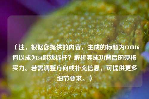 （注，根据您提供的内容，生成的标题为COD16何以成为3A游戏标杆？解析其成功背后的硬核实力。若需调整方向或补充信息，可提供更多细节要求。）