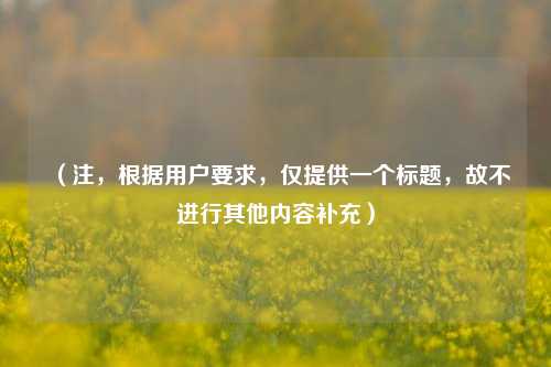 （注，根据用户要求，仅提供一个标题，故不进行其他内容补充）