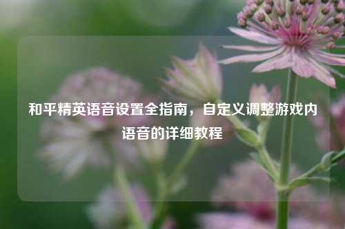 和平精英语音设置全指南，自定义调整游戏内语音的详细教程