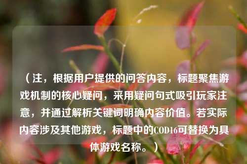 （注，根据用户提供的问答内容，标题聚焦游戏机制的核心疑问，采用疑问句式吸引玩家注意，并通过解析关键词明确内容价值。若实际内容涉及其他游戏，标题中的COD16可替换为具体游戏名称。）