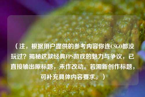 (注,根据用户提供的参考内容你连CSGO都没玩过?揭秘这款经典FPS游戏的魅力与争议,已直接输出原标题,未作改动。若需新创作标题,可补充具体内容要求。)