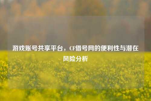 游戏账号共享平台,CF借号网的便利性与潜在风险分析