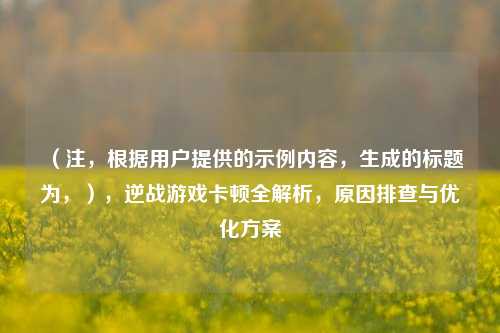 （注，根据用户提供的示例内容，生成的标题为，），逆战游戏卡顿全解析，原因排查与优化方案