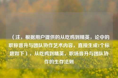 （注，根据用户提供的从吃鸡到精英，论中的职称晋升与团队协作艺术内容，直接生成1个标题如下），从吃鸡到精英，职场晋升与团队协作的生存法则