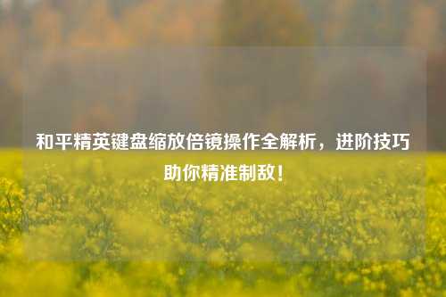 和平精英键盘缩放倍镜操作全解析,进阶技巧助你精准制敌!