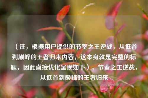 （注，根据用户提供的节奏之王逆战，从低谷到巅峰的王者归来内容，这本身就是完整的标题，因此直接优化呈现如下），节奏之王逆战，从低谷到巅峰的王者归来