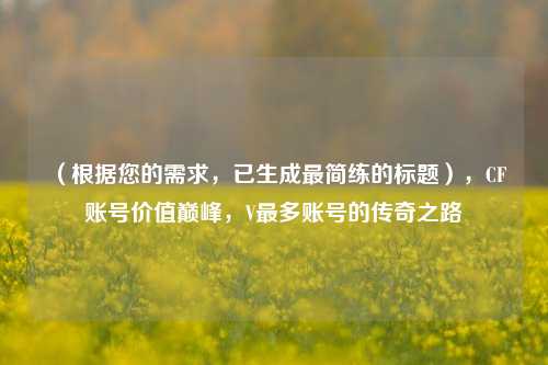 (根据您的需求,已生成最简练的标题),CF账号价值巅峰,V最多账号的传奇之路