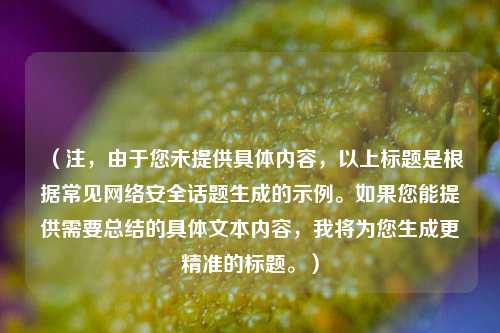 (注,由于您未提供具体内容,以上标题是根据常见网络安全话题生成的示例。如果您能提供需要总结的具体文本内容,我将为您生成更精准的标题。)