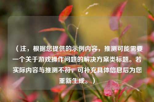 (注,根据您提供的示例内容,推测可能需要一个关于游戏操作问题的解决方案类标题。若实际内容与推测不符,可补充具体信息后为您重新生成。)