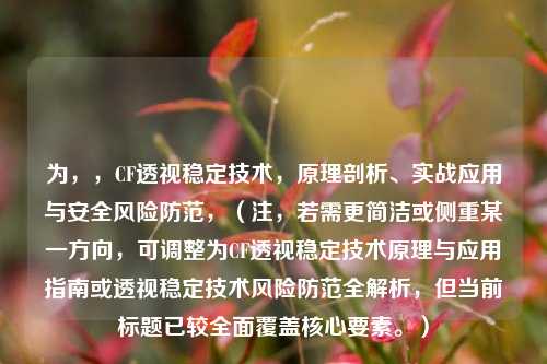 为，，CF透视稳定技术，原理剖析、实战应用与安全风险防范，（注，若需更简洁或侧重某一方向，可调整为CF透视稳定技术原理与应用指南或透视稳定技术风险防范全解析，但当前标题已较全面覆盖核心要素。）