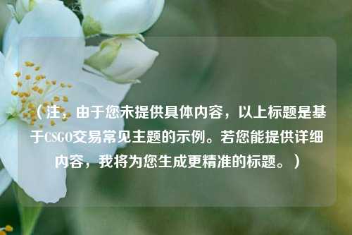 （注，由于您未提供具体内容，以上标题是基于CSGO交易常见主题的示例。若您能提供详细内容，我将为您生成更精准的标题。）