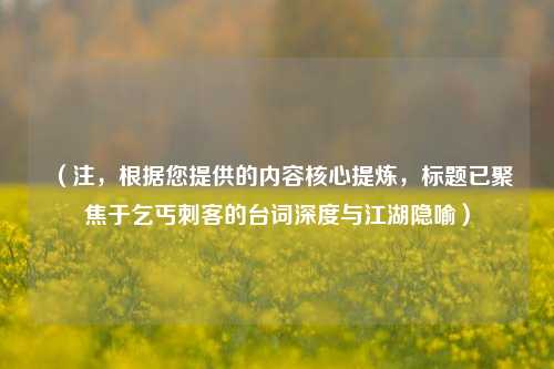 （注，根据您提供的内容核心提炼，标题已聚焦于乞丐刺客的台词深度与江湖隐喻）