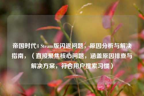 帝国时代4 Steam版闪退问题,原因分析与解决指南,(直接聚焦核心问题,涵盖原因排查与解决方案,符合用户搜索习惯)