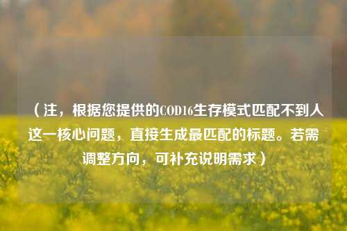（注，根据您提供的COD16生存模式匹配不到人这一核心问题，直接生成最匹配的标题。若需调整方向，可补充说明需求）