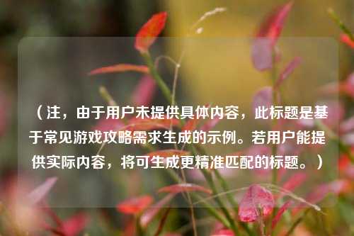 （注，由于用户未提供具体内容，此标题是基于常见游戏攻略需求生成的示例。若用户能提供实际内容，将可生成更精准匹配的标题。）