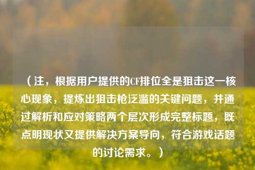 （注，根据用户提供的CF排位全是狙击这一核心现象，提炼出狙击枪泛滥的关键问题，并通过解析和应对策略两个层次形成完整标题，既点明现状又提供解决方案导向，符合游戏话题的讨论需求。）