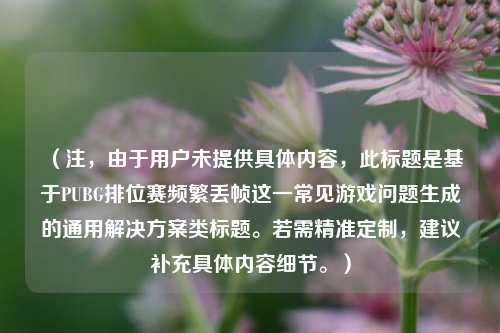 （注，由于用户未提供具体内容，此标题是基于PUBG排位赛频繁丢帧这一常见游戏问题生成的通用解决方案类标题。若需精准定制，建议补充具体内容细节。）