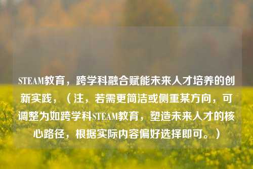STEAM教育，跨学科融合赋能未来人才培养的创新实践，（注，若需更简洁或侧重某方向，可调整为如跨学科STEAM教育，塑造未来人才的核心路径，根据实际内容偏好选择即可。）