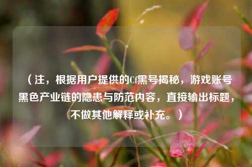 (注,根据用户提供的Cf黑号揭秘,游戏账号黑色产业链的隐患与防范内容,直接输出标题,不做其他解释或补充。)