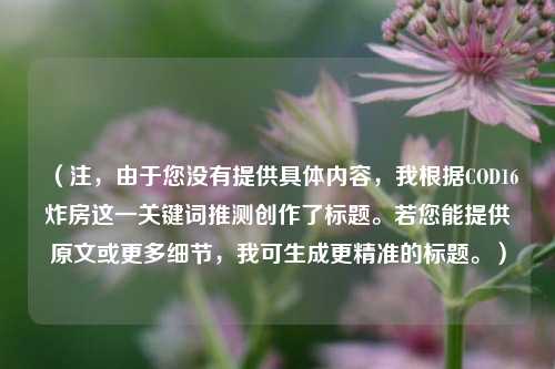 （注，由于您没有提供具体内容，我根据COD16炸房这一关键词推测创作了标题。若您能提供原文或更多细节，我可生成更精准的标题。）