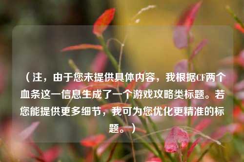 （注，由于您未提供具体内容，我根据CF两个血条这一信息生成了一个游戏攻略类标题。若您能提供更多细节，我可为您优化更精准的标题。）