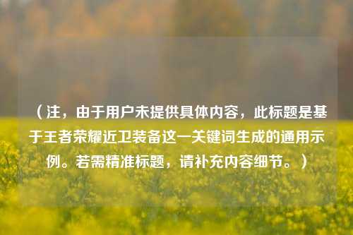 （注，由于用户未提供具体内容，此标题是基于王者荣耀近卫装备这一关键词生成的通用示例。若需精准标题，请补充内容细节。）