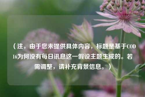 （注，由于您未提供具体内容，标题是基于COD16为何没有每日讯息这一假设主题生成的。若需调整，请补充背景信息。）