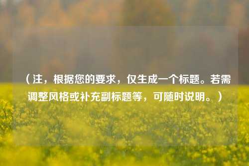 (注,根据您的要求,仅生成一个标题。若需调整风格或补充副标题等,可随时说明。)